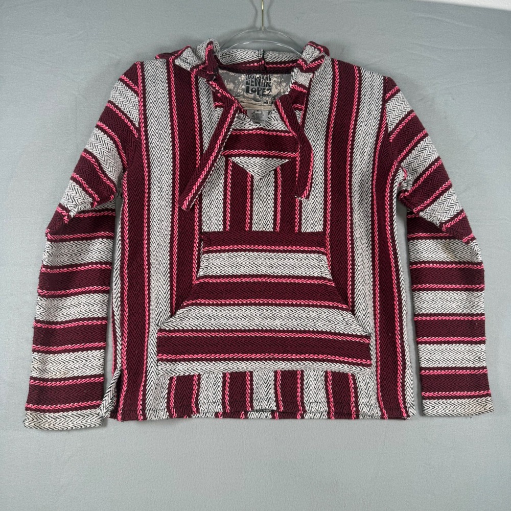 Senor Lopez Baja Hoodie Unisex Small Burgundy Good